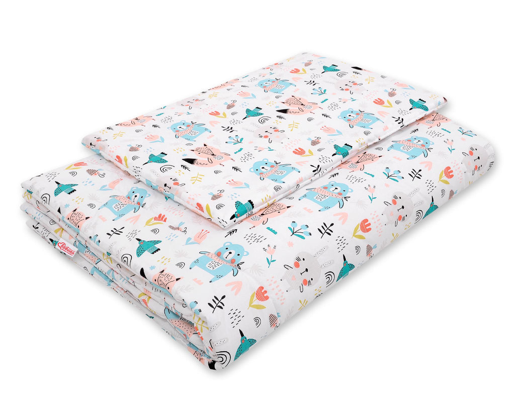Bedding set 2-pcs with filling120x90 cm - blue teddy bears