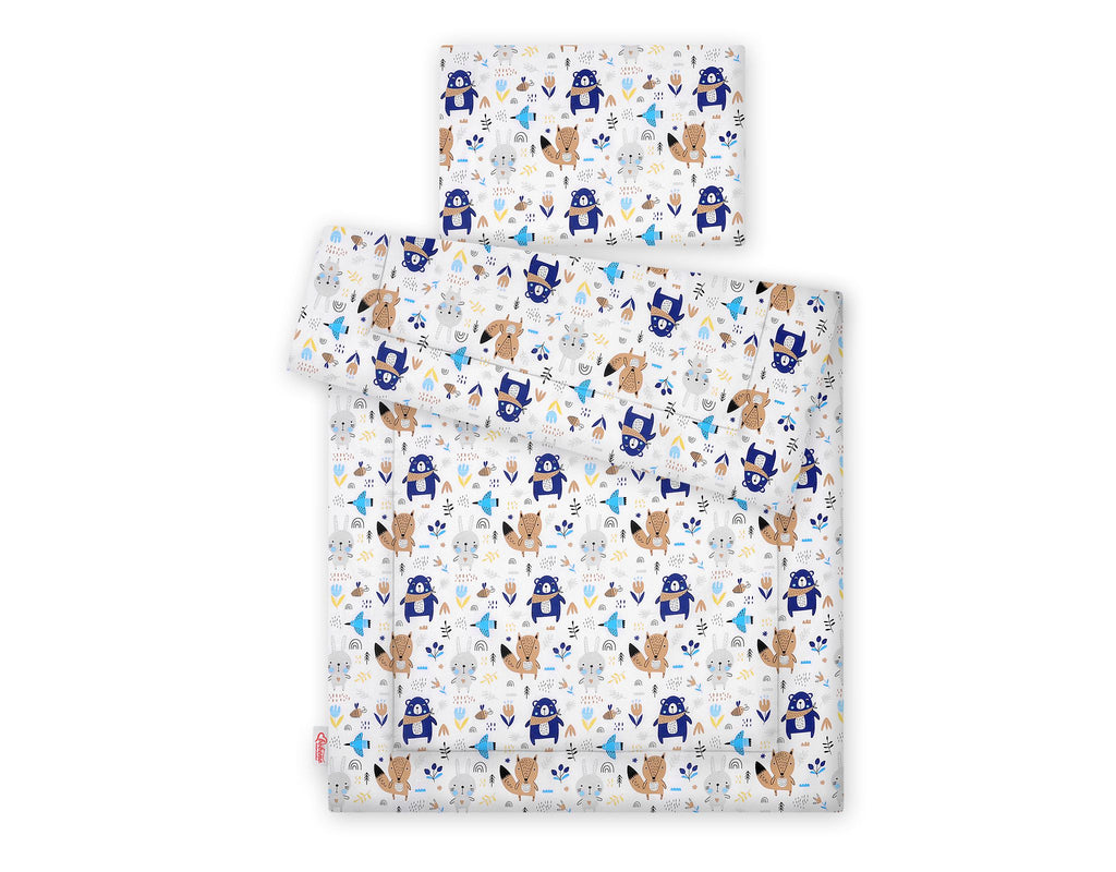 Bedding set 2-pcs with filling 120x90 cm - navy blue teddy bears