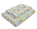 Bedding set 2-pcs with filling 120x90 cm - gray-mint animals