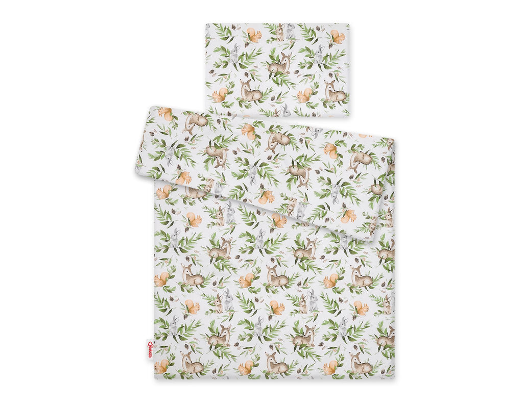 Baby cotton bedding set 2-pcs 120x90 cm- woodland green