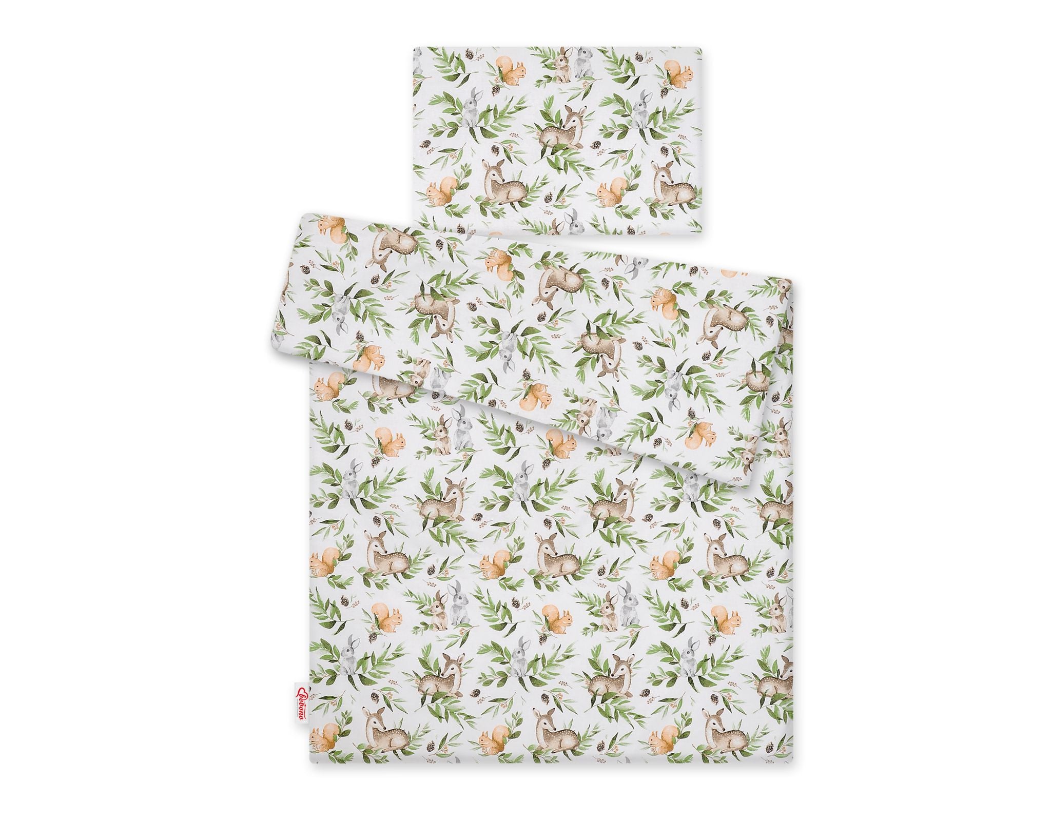 Baby cotton bedding set 2-pcs 120x90 cm- woodland green