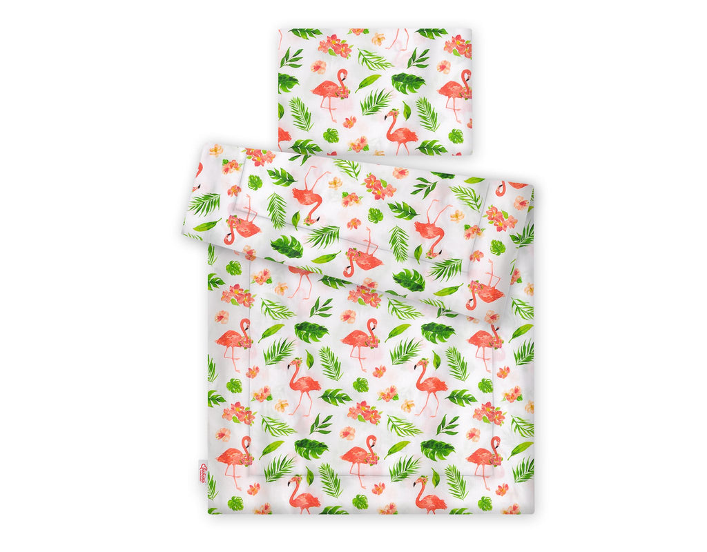 Bedding set 2-pcs with filling 135x100 cm - coral flamingos