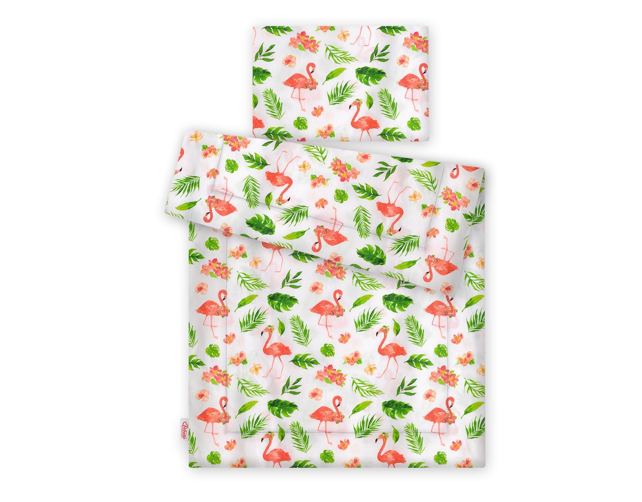 Bedding set 2-pcs with filling 135x100 cm - coral flamingos