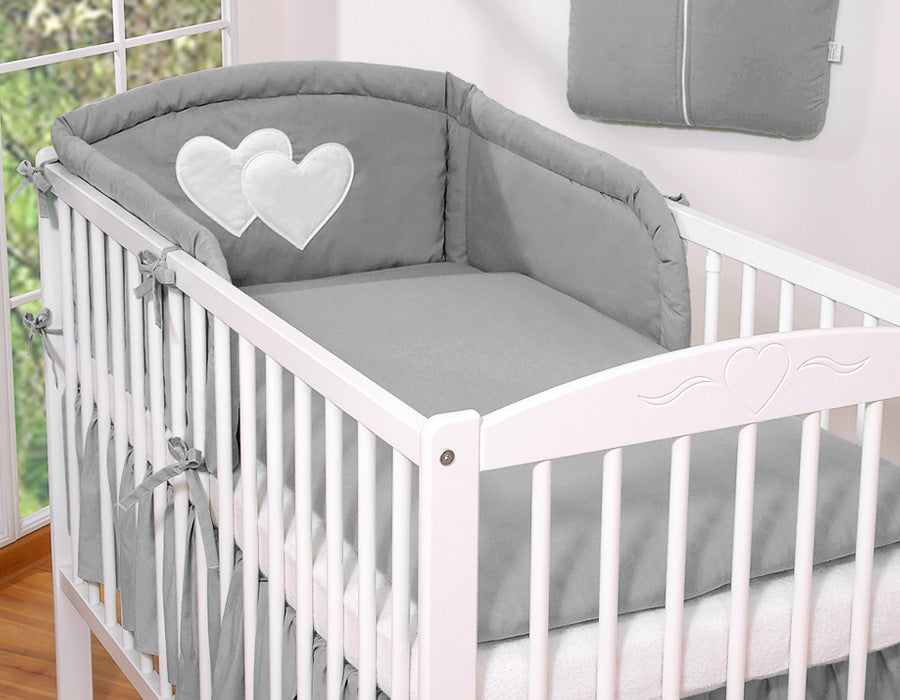 Bedding set 3-pcs 135x100 - Hanging Hearts anthracite