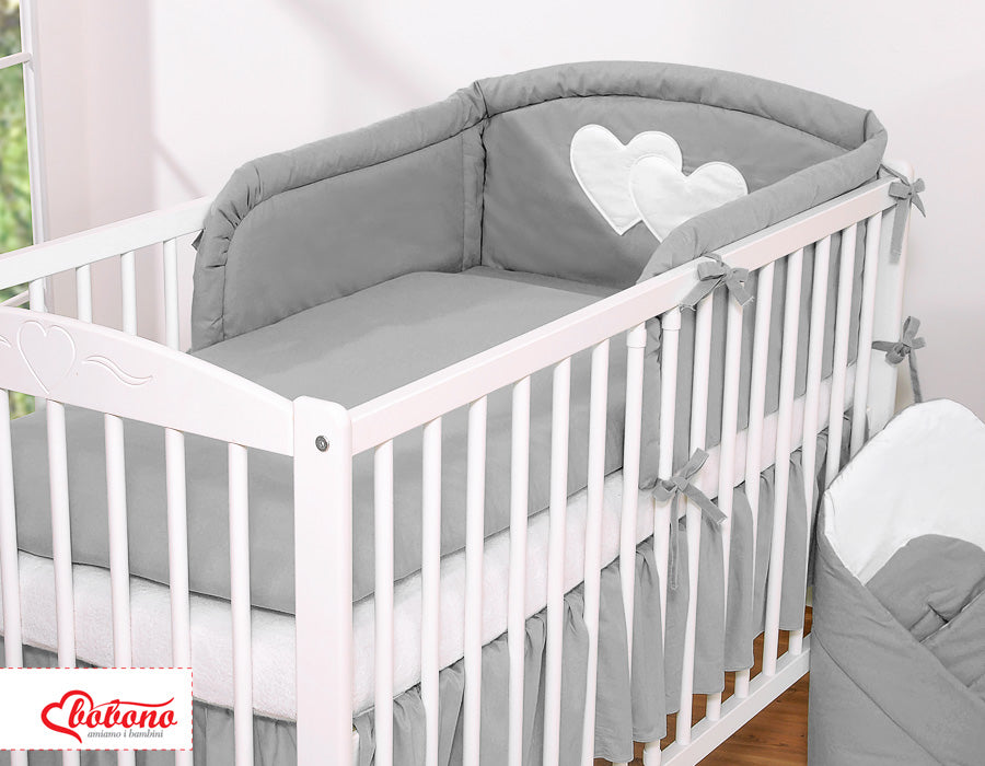 Bedding set 3-pcs 120x90 - Hanging Hearts anthracite