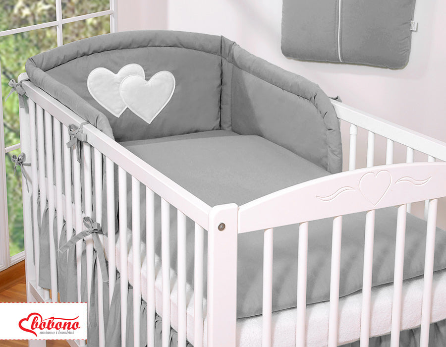 Bedding set 3-pcs 120x90 - Hanging Hearts anthracite