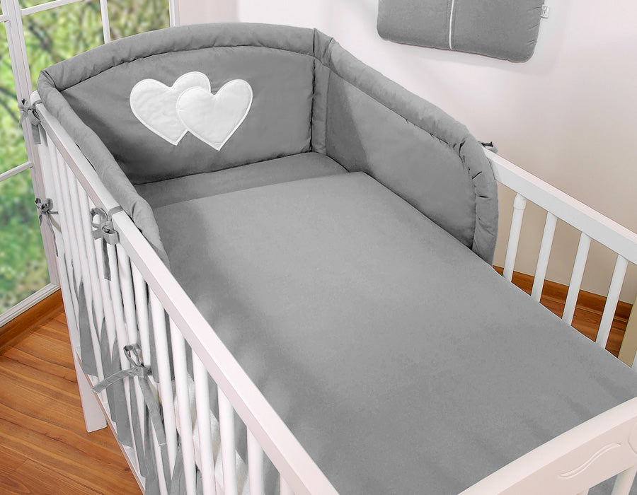 Bedding set 3-pcs 120x90 - Hanging Hearts anthracite