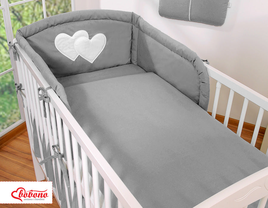 Bedding set 3-pcs 120x90 - Hanging Hearts anthracite