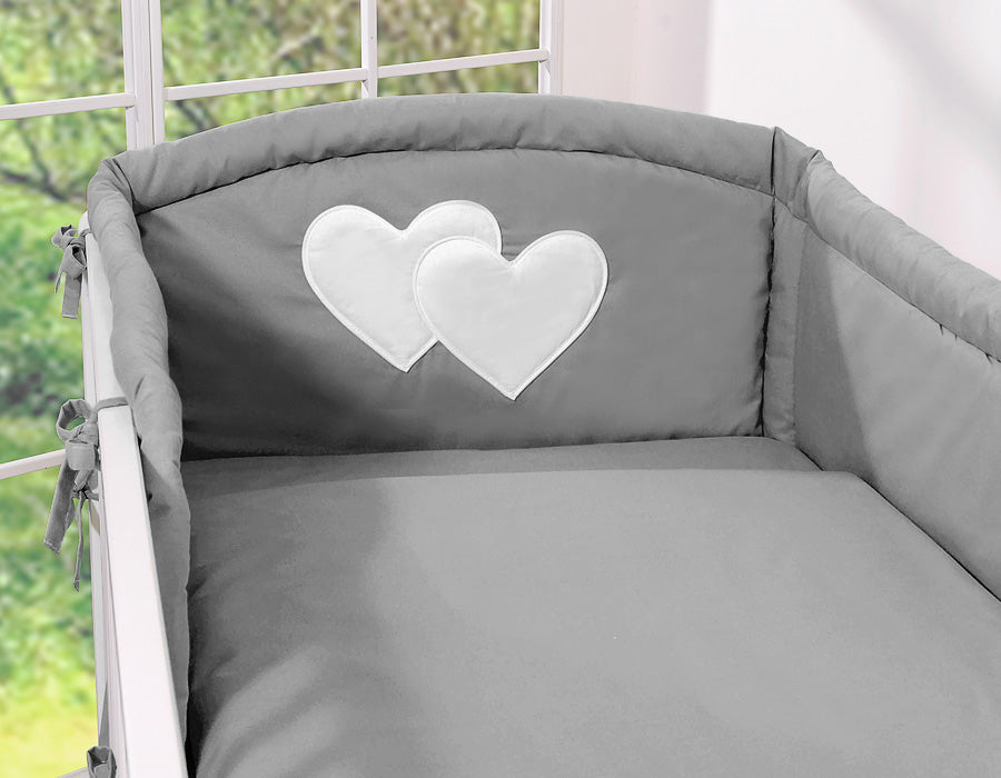 Bedding set 3-pcs 135x100 - Hanging Hearts anthracite