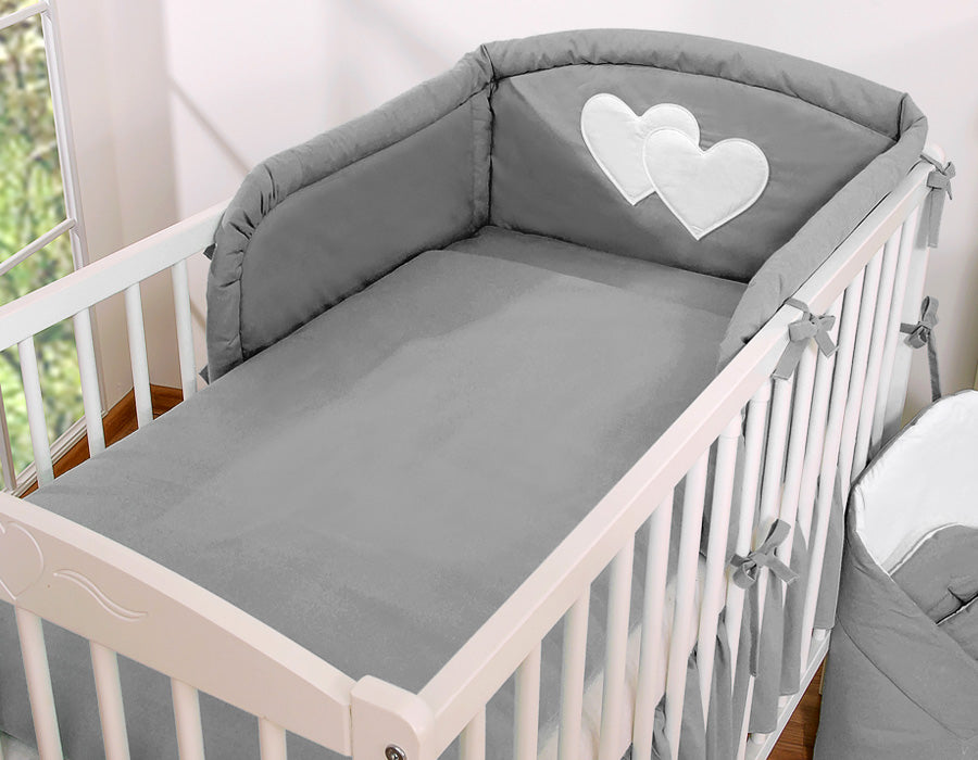 Bedding set 3-pcs 135x100 - Hanging Hearts anthracite