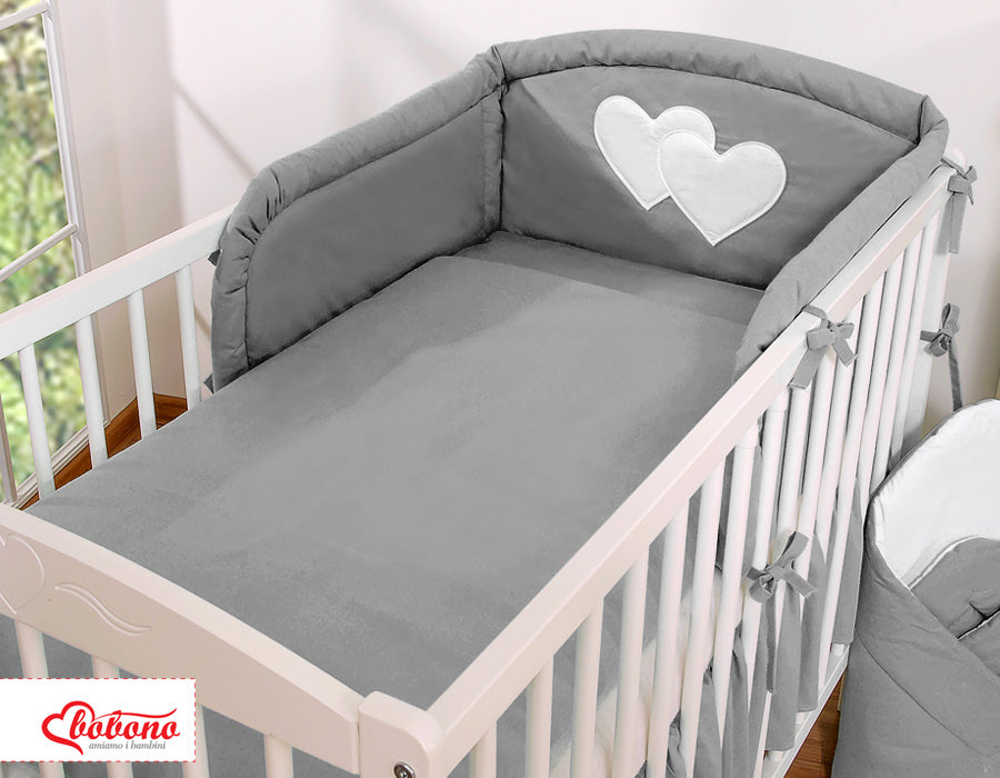 Bedding set 3-pcs 120x90 - Hanging Hearts anthracite