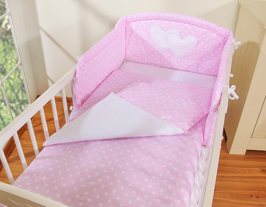 Bedding set 2-pcs 120x90 - Hanging Hearts white dots on pink