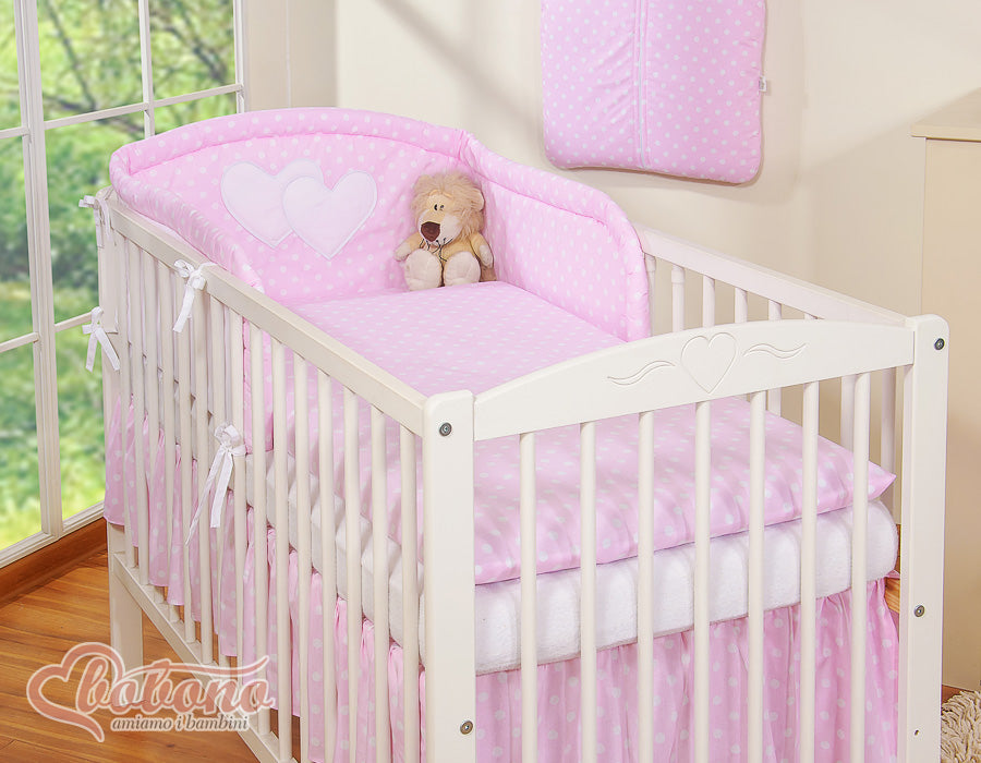 Bedding set 2-pcs- Hanging Hearts white dots on pink