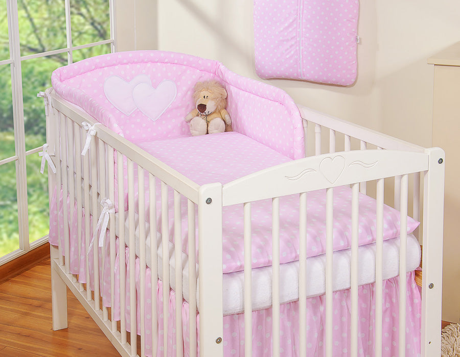 Bedding set 2-pcs 120x90 - Hanging Hearts white dots on pink