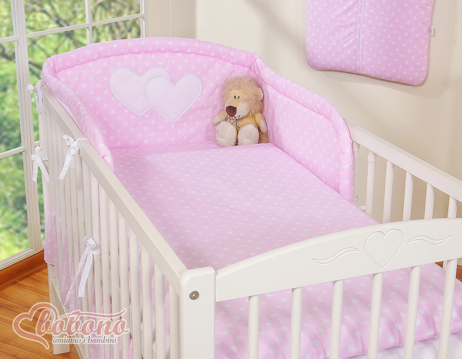 Bedding set 2-pcs 120x90 - Hanging Hearts white dots on pink