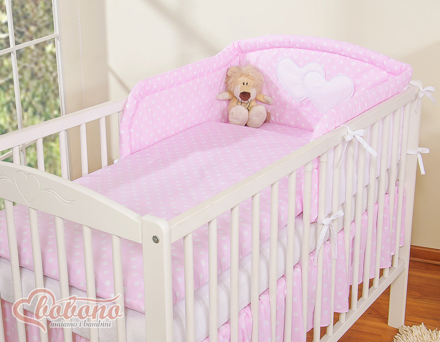 Bedding set 2-pcs 120x90 - Hanging Hearts white dots on pink