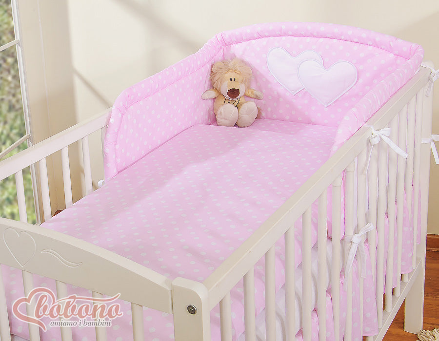 Bedding set 2-pcs 120x90 - Hanging Hearts white dots on pink