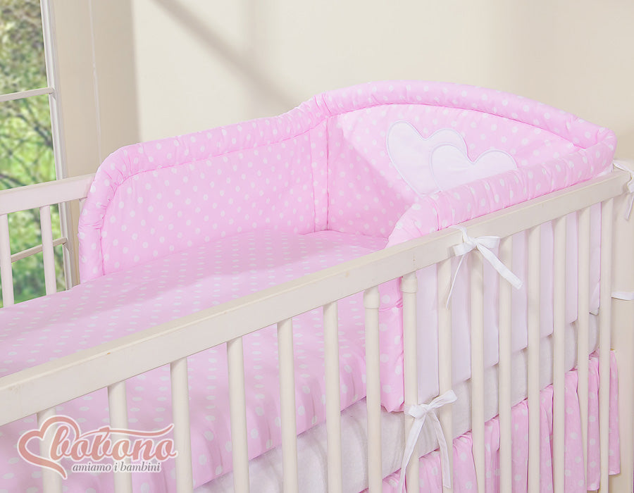 Bedding set 2-pcs 120x90 - Hanging Hearts white dots on pink