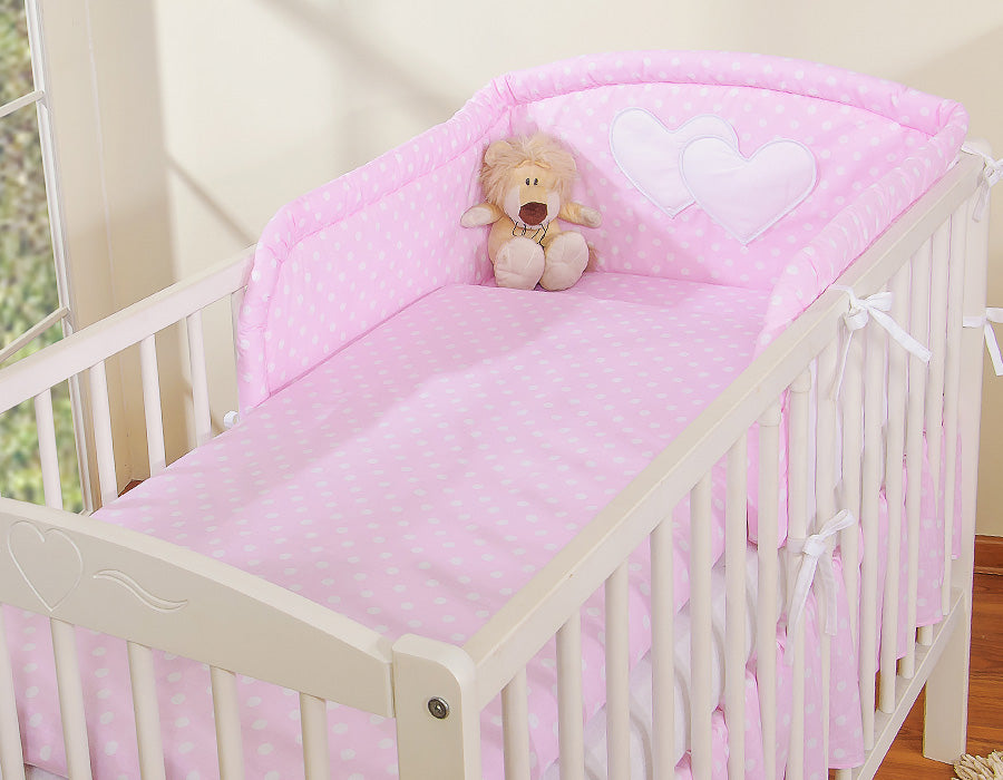 Bedding set 2-pcs 120x90 - Hanging Hearts white dots on pink