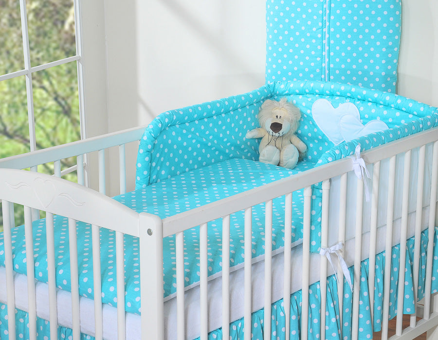 Bedding set 2-pcs 120x90 - Hanging Hearts white dots on turquoise
