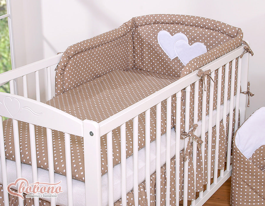 Bedding set 2-pcs 120x90 -  Hanging Hearts white dots on brown