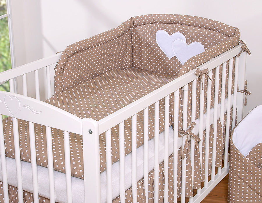 Bedding set 2-pcs 120x90 -  Hanging Hearts white dots on brown