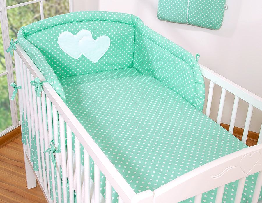 Bedding set 2-pcs 120x90 - Hanging Hearts mint dots
