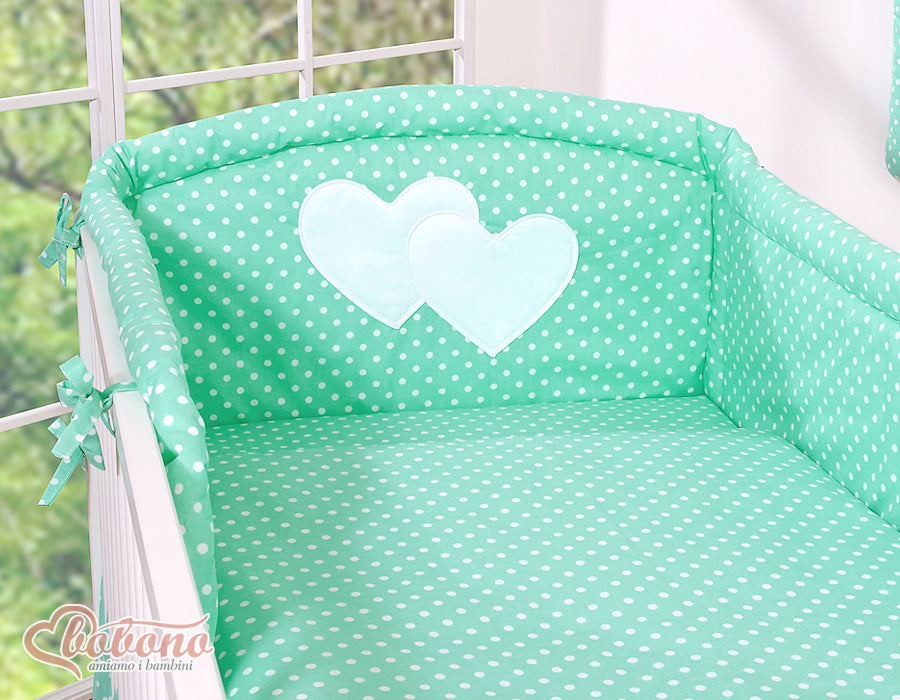 Bedding set 2-pcs 120x90 - Hanging Hearts mint dots