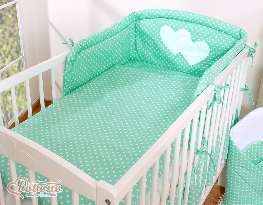 Bedding set 2-pcs- Hanging Hearts mint dots