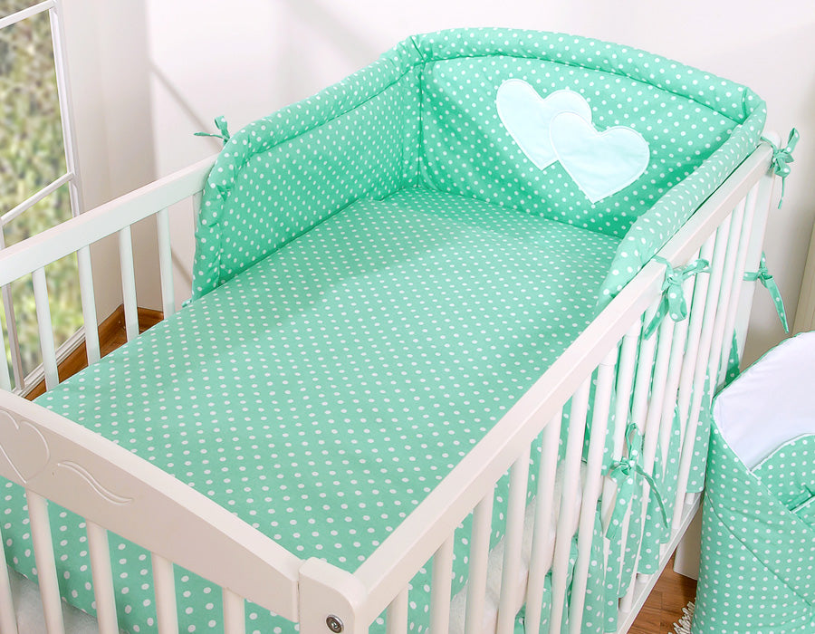 Bedding set 2-pcs 120x90 - Hanging Hearts mint dots
