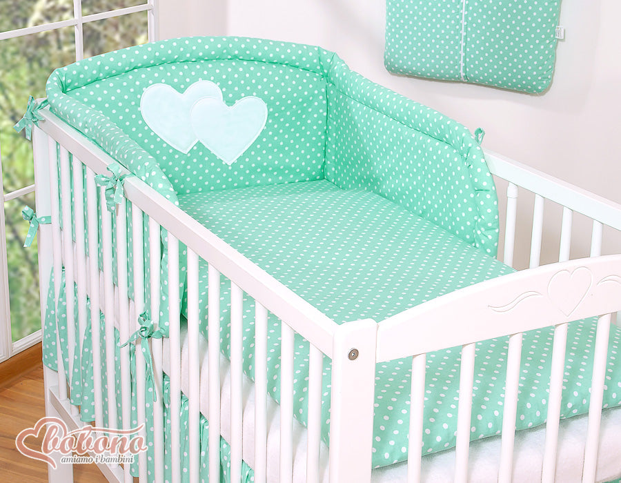 Bedding set 2-pcs 120x90 - Hanging Hearts mint dots