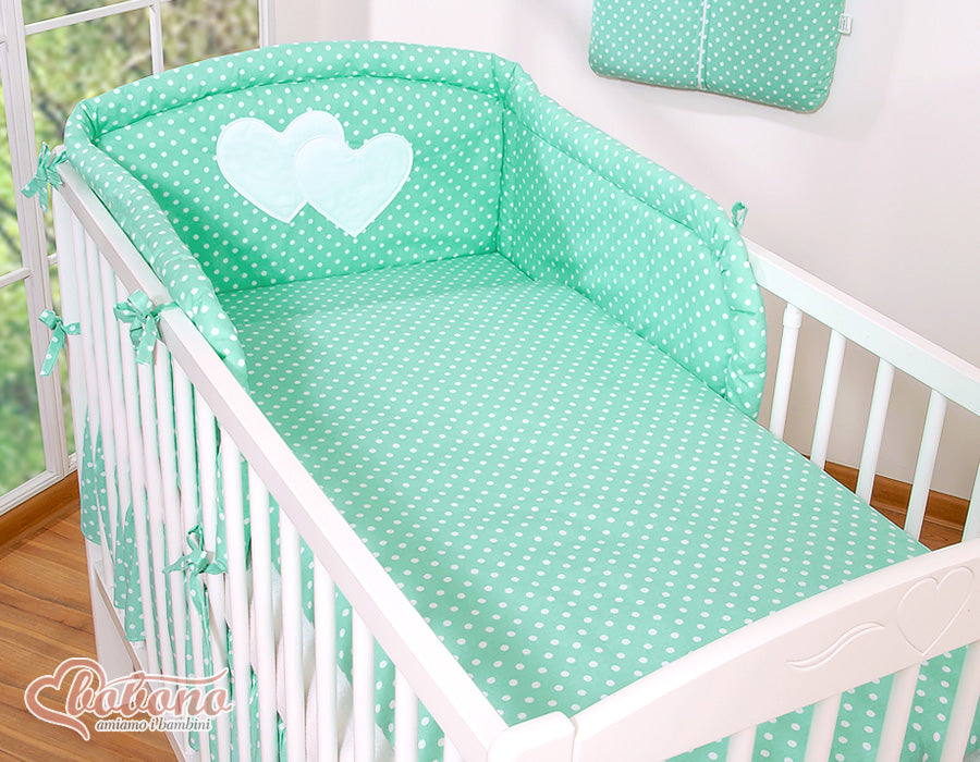 Bedding set 2-pcs 120x90 - Hanging Hearts mint dots
