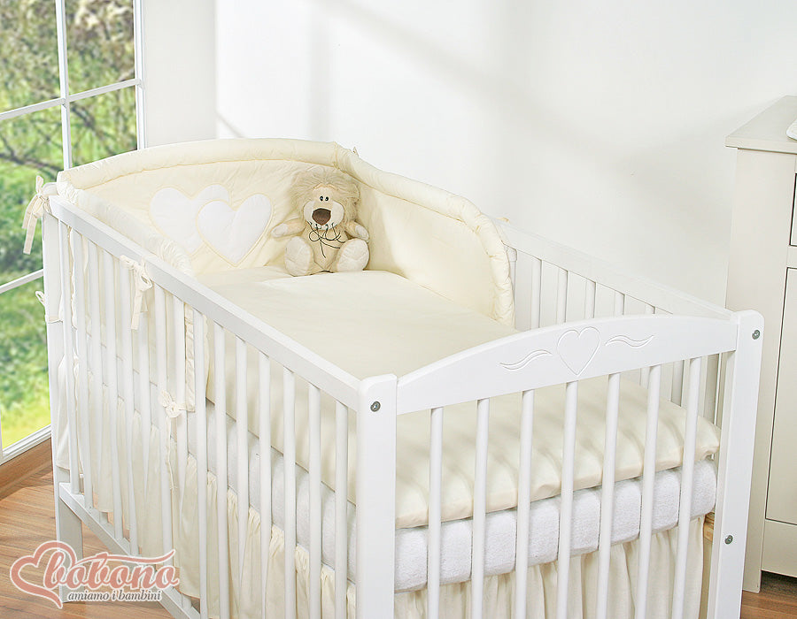 Bedding set 3 part 135x100 - Hanging Hearts cream