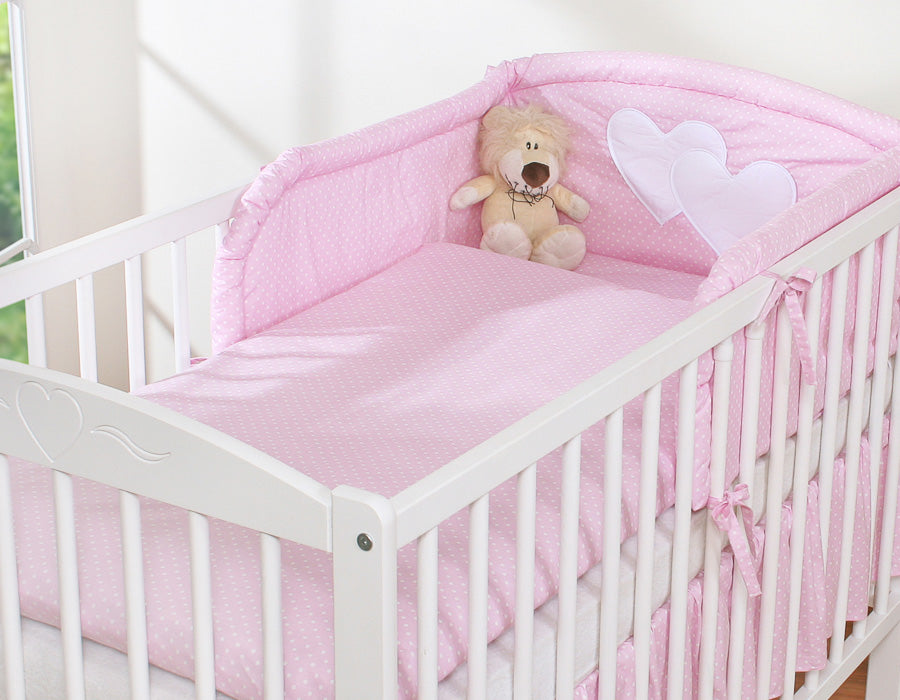 Bedding set 2-pcs- Hanging Hearts white polka dots on pink