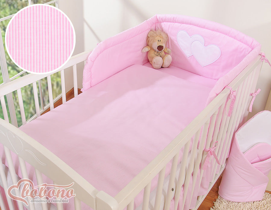 Bedding set 2-pcs- Hanging Hearts pink strips