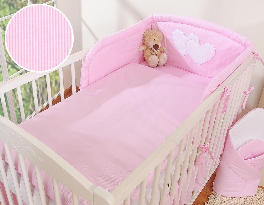 Bedding set 2-pcs- Hanging Hearts pink strips