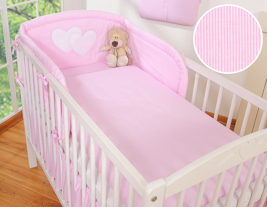 Bedding set 2-pcs 120x90 - Hanging Hearts pink strips