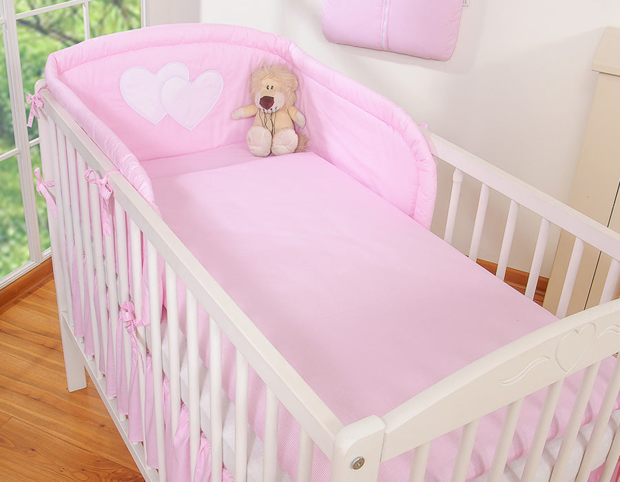 Bedding set 2-pcs 120x90 - Hanging Hearts pink strips