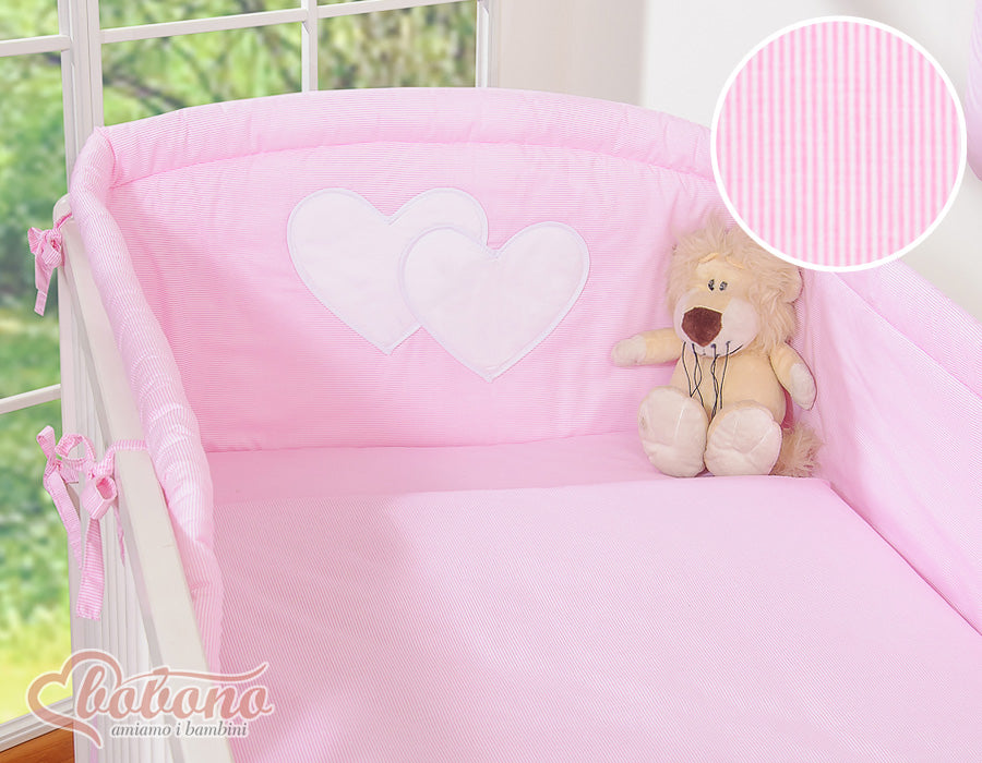 Bedding set 2-pcs- Hanging Hearts pink strips