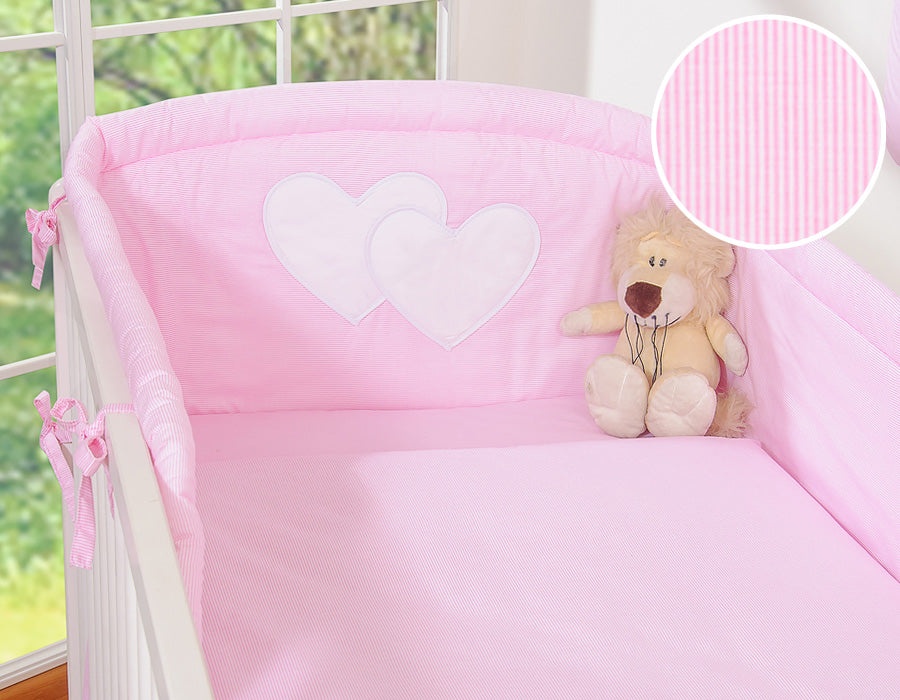 Bedding set 2-pcs 120x90 - Hanging Hearts pink strips