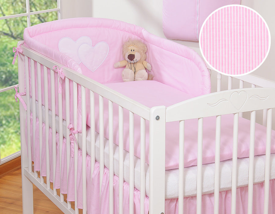 Bedding set 2-pcs 120x90 - Hanging Hearts pink strips