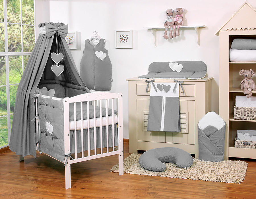 Canopy made of fabric- Hanging Hearts anthracite