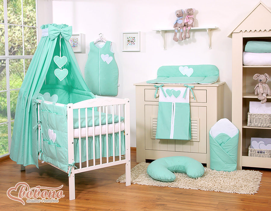 Bedding set 5-pcs 135x100 - Hanging Hearts mint