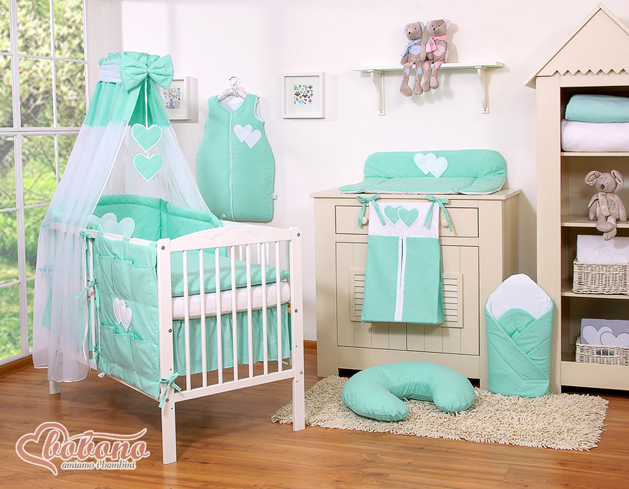 Bedding set 5-pcs 135x100 - Hanging Hearts mint