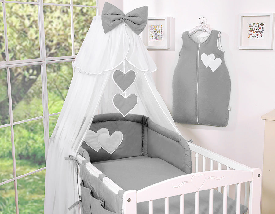 Mosquito-net made of chiffon- Hanging Hearts anthracite