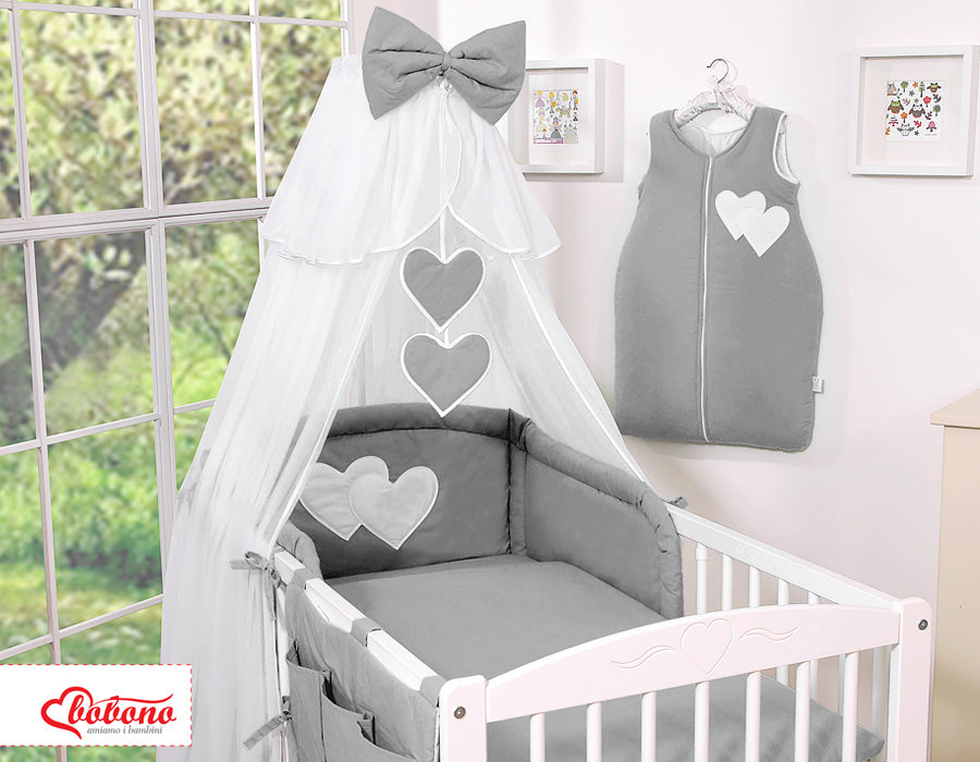 Mosquito-net made of chiffon- Hanging Hearts anthracite