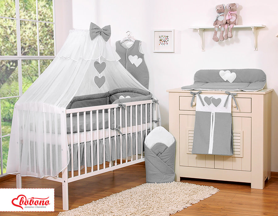 Mosquito-net made of chiffon- Hanging Hearts anthracite