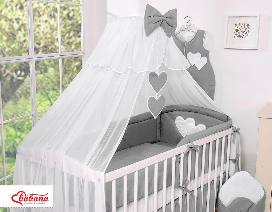 Mosquito-net made of chiffon- Hanging Hearts anthracite