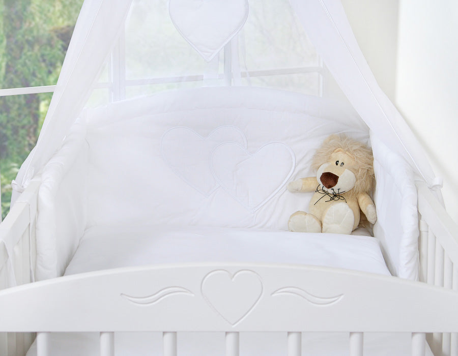Bedding set 5-pcs with mosquito-net- Hanging Hearts white