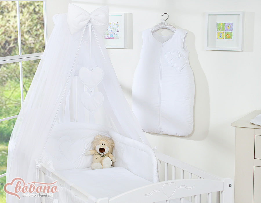 Bedding set 5-pcs with mosquito-net- Hanging Hearts white